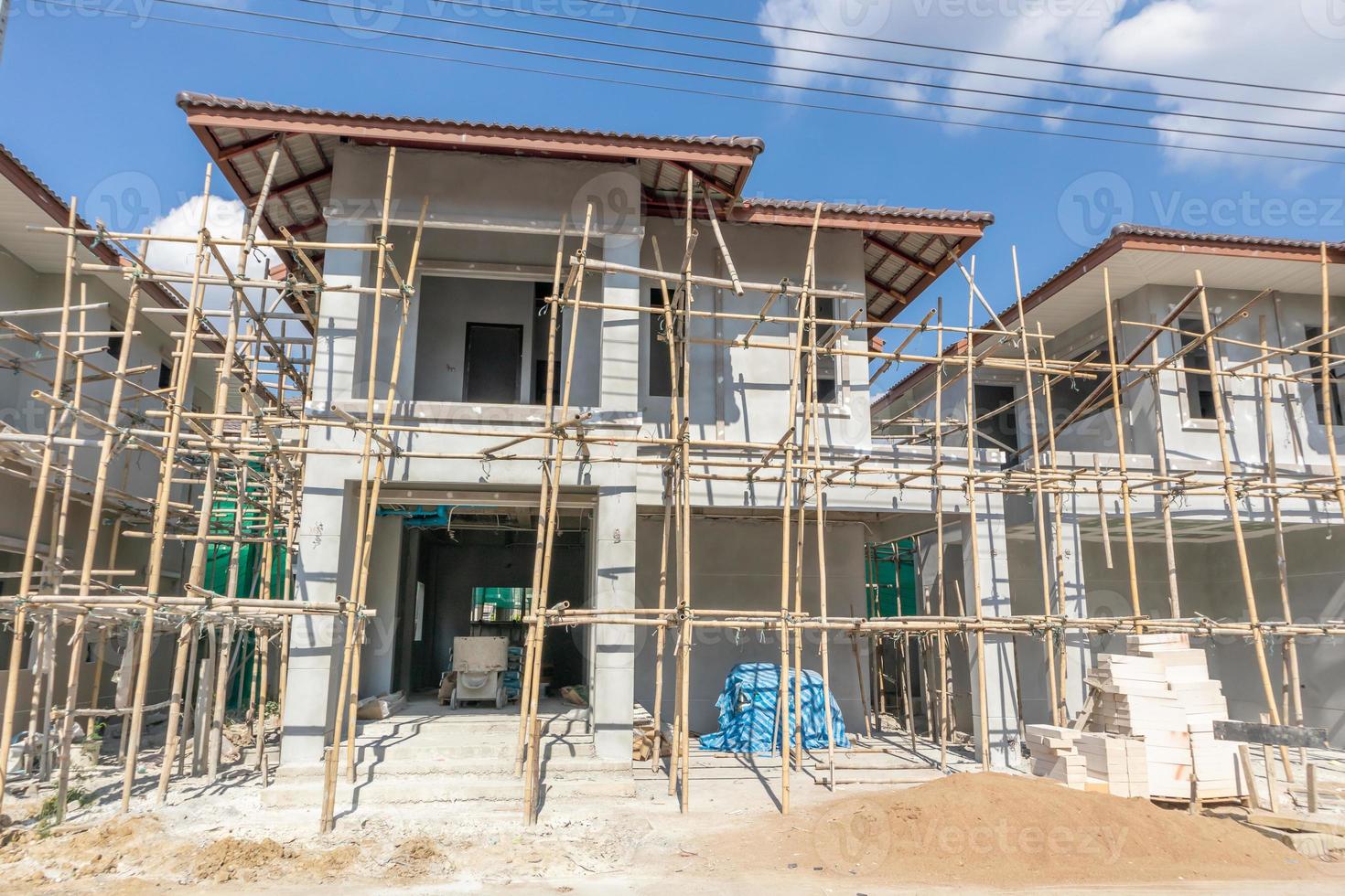 construction residential new house in progress at building site housing estate development photo