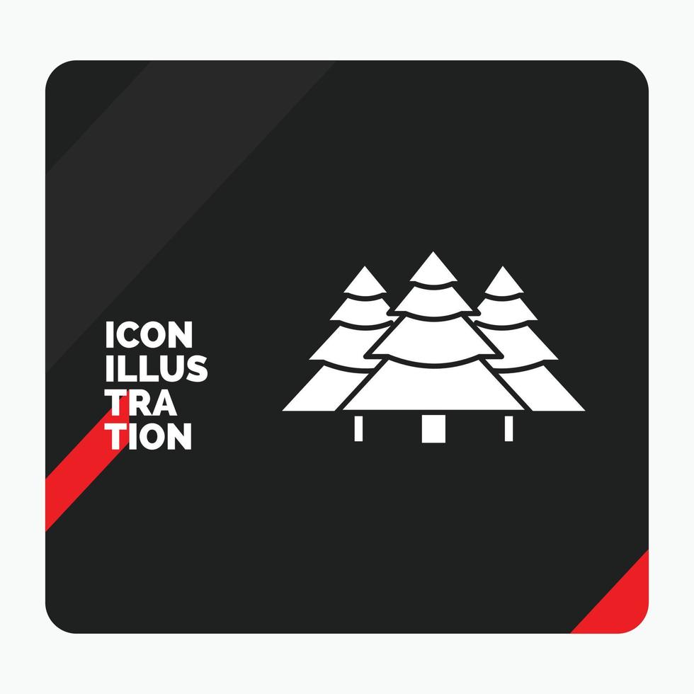 Red and Black Creative presentation Background for forest. camping. jungle. tree. pines Glyph Icon vector