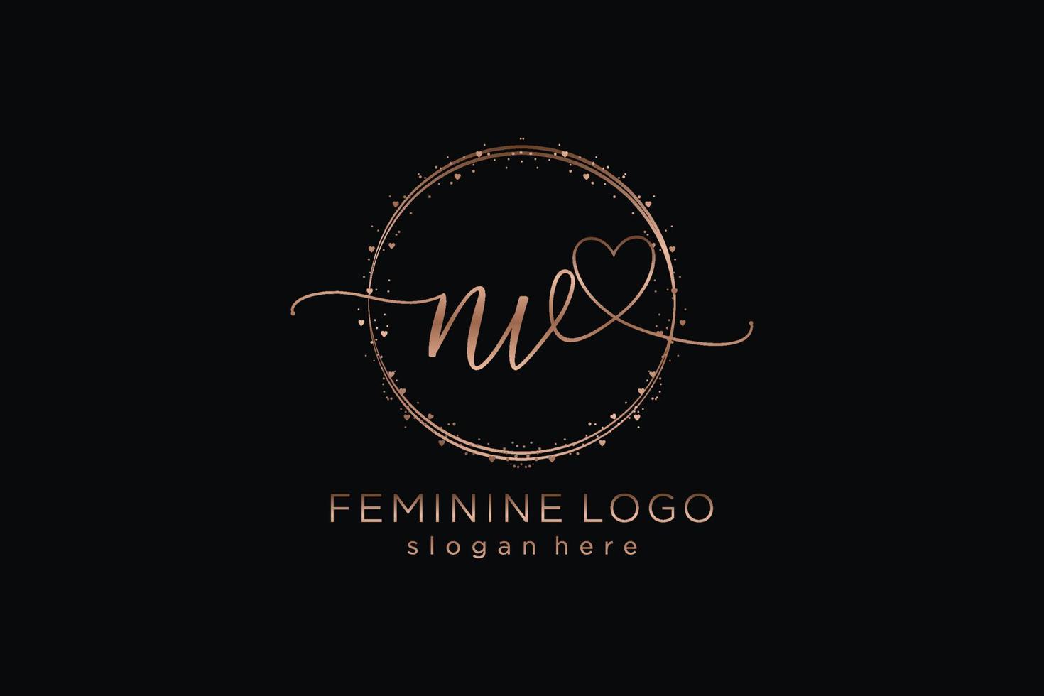 Initial NV handwriting logo with circle template vector logo of initial wedding, fashion, floral and botanical with creative template.