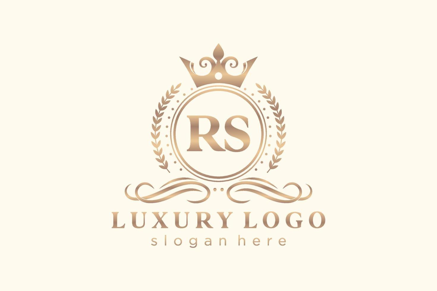 Initial RS Letter Royal Luxury Logo template in vector art for Restaurant, Royalty, Boutique, Cafe, Hotel, Heraldic, Jewelry, Fashion and other vector illustration.