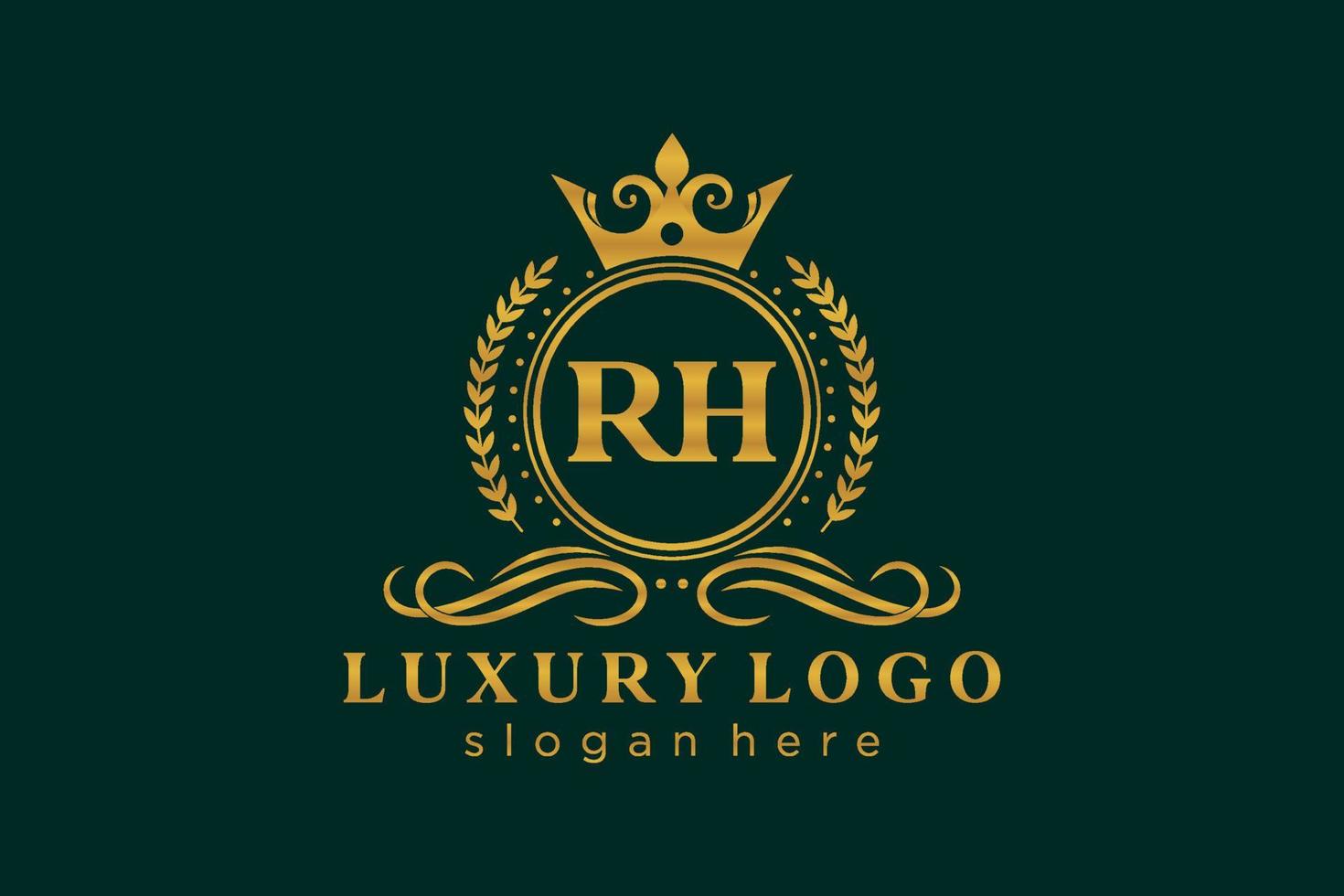 Initial RH Letter Royal Luxury Logo template in vector art for Restaurant, Royalty, Boutique, Cafe, Hotel, Heraldic, Jewelry, Fashion and other vector illustration.