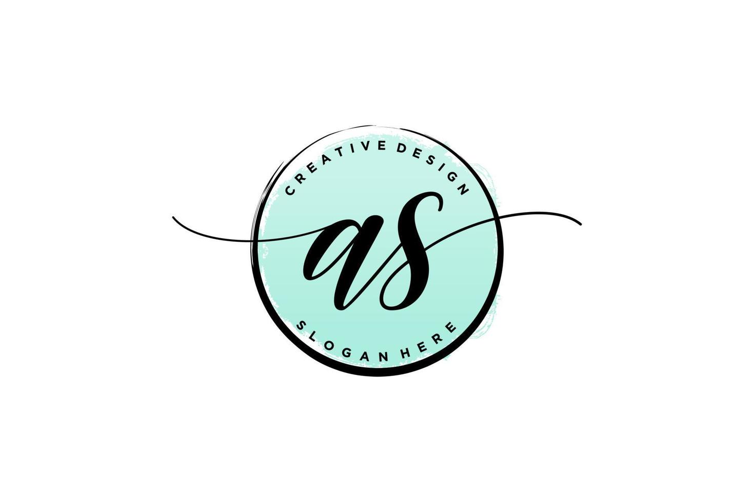 Initial AS handwriting logo with circle template vector signature, wedding, fashion, floral and botanical with creative template.