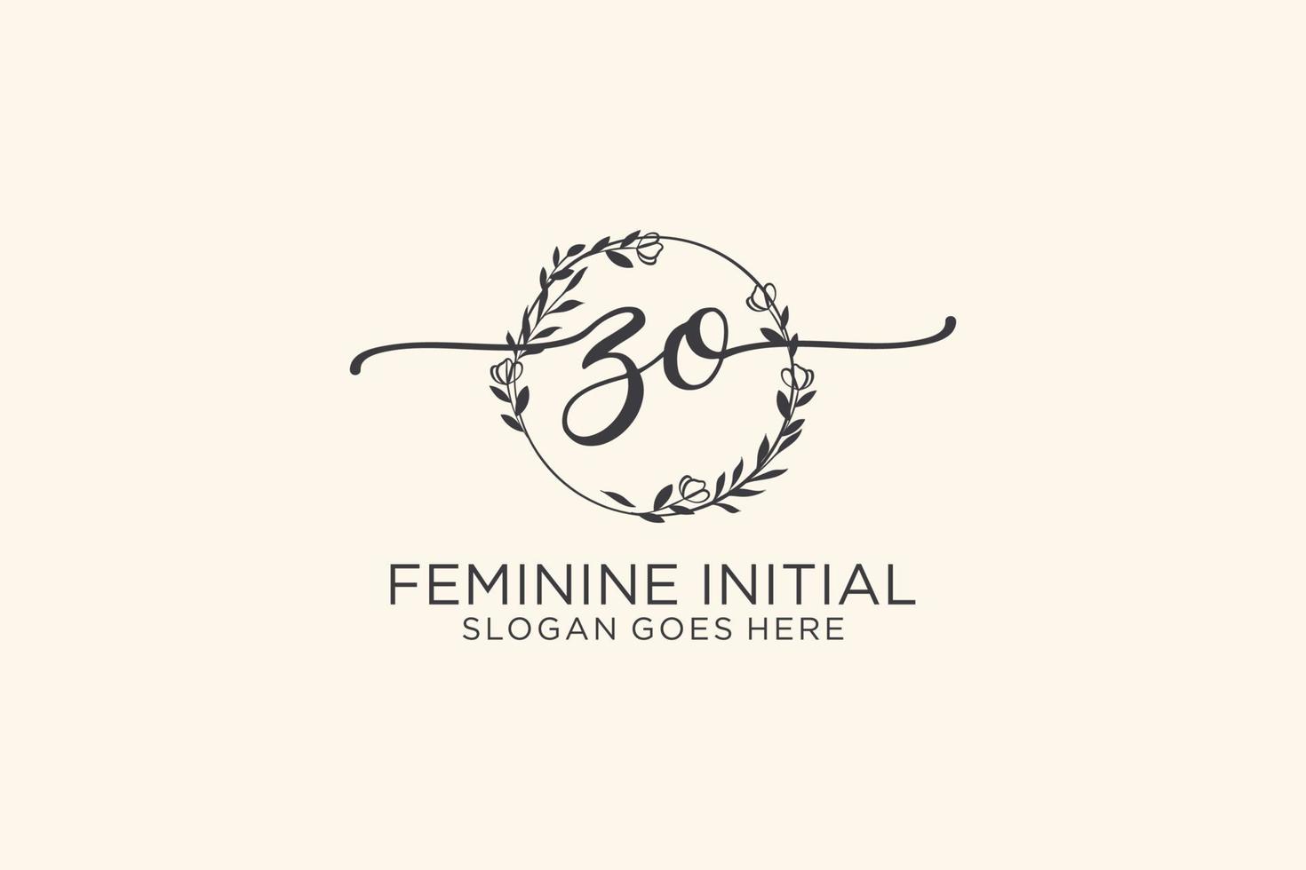 Initial ZO beauty monogram and elegant logo design handwriting logo of initial signature, wedding, fashion, floral and botanical with creative template. vector