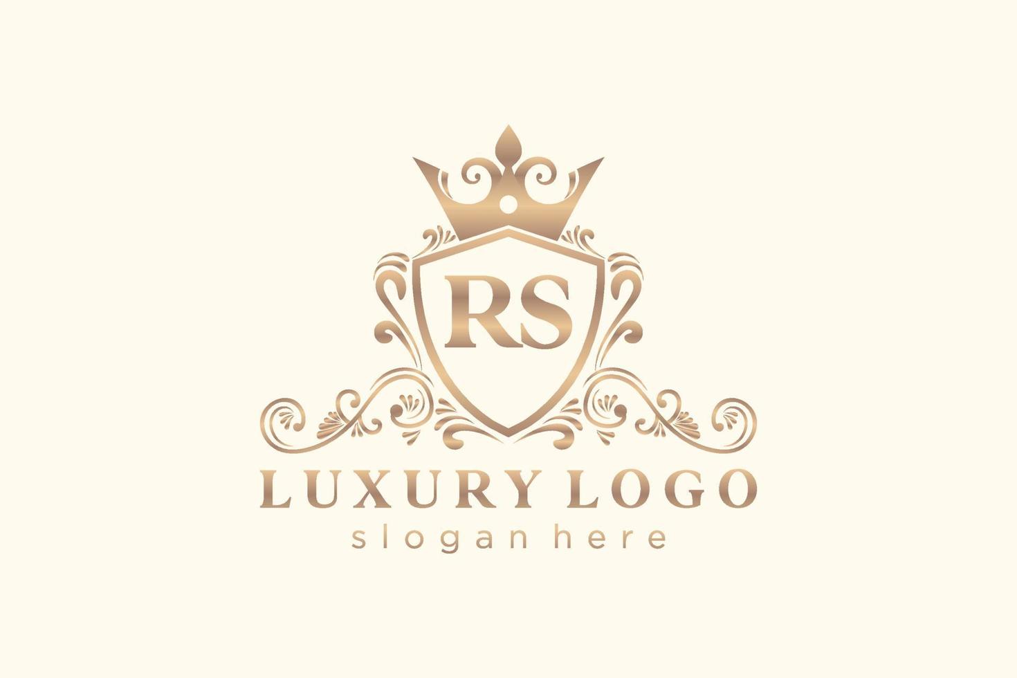 Initial RS Letter Royal Luxury Logo template in vector art for Restaurant, Royalty, Boutique, Cafe, Hotel, Heraldic, Jewelry, Fashion and other vector illustration.