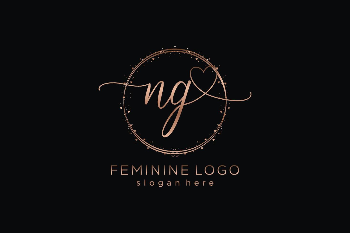 Initial NG handwriting logo with circle template vector logo of initial wedding, fashion, floral and botanical with creative template.