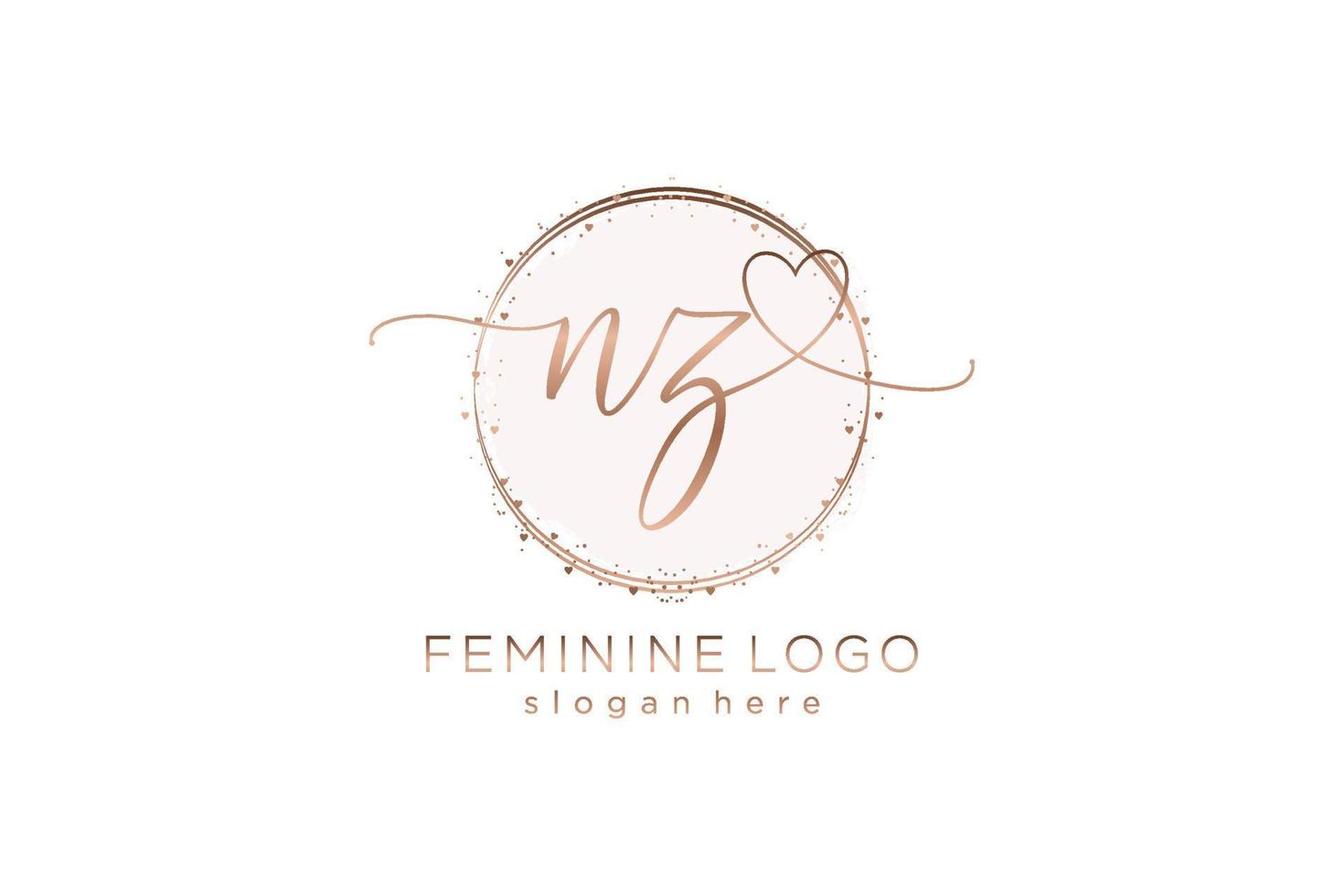 Initial NZ handwriting logo with circle template vector logo of initial wedding, fashion, floral and botanical with creative template.