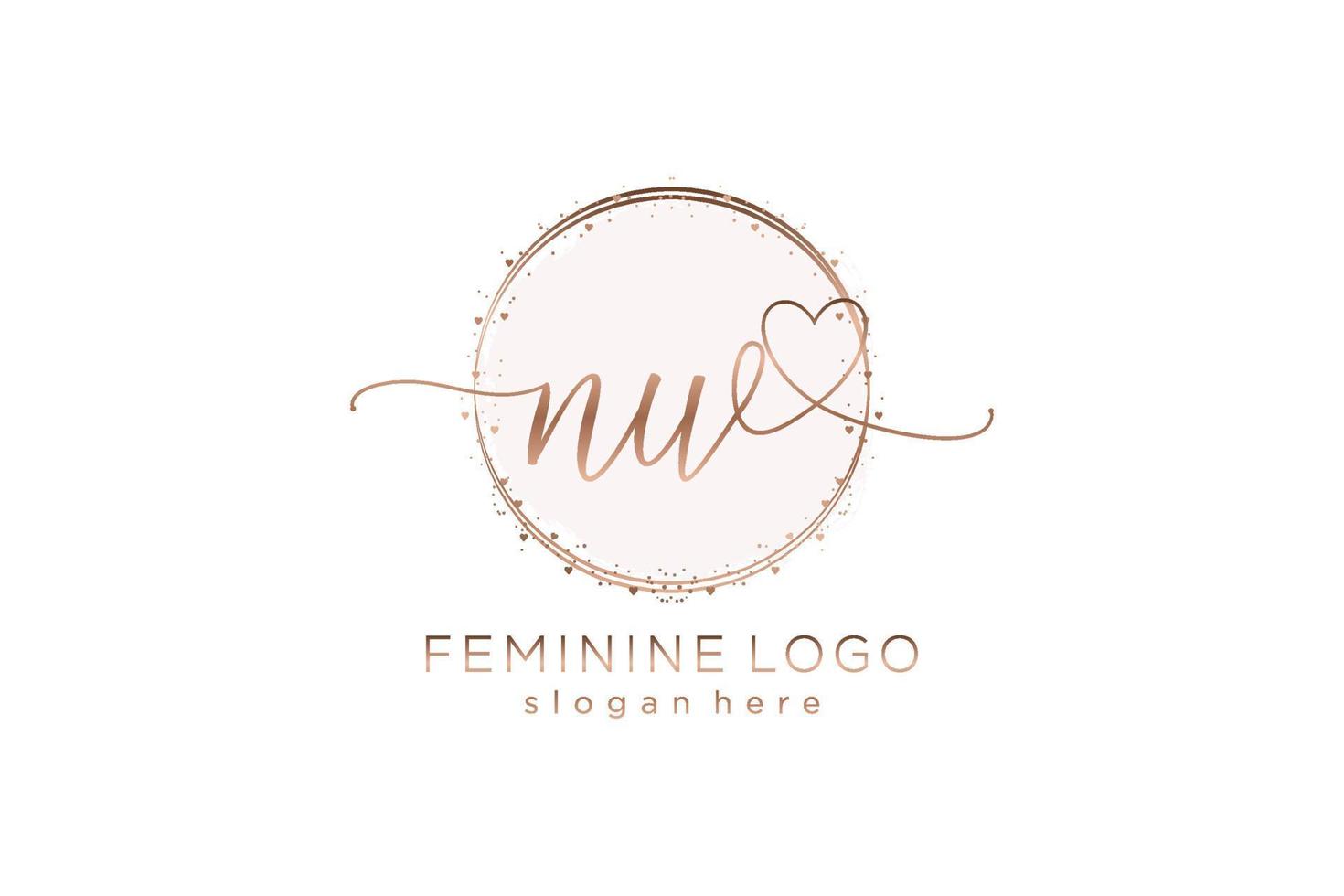 Initial NW handwriting logo with circle template vector logo of initial wedding, fashion, floral and botanical with creative template.