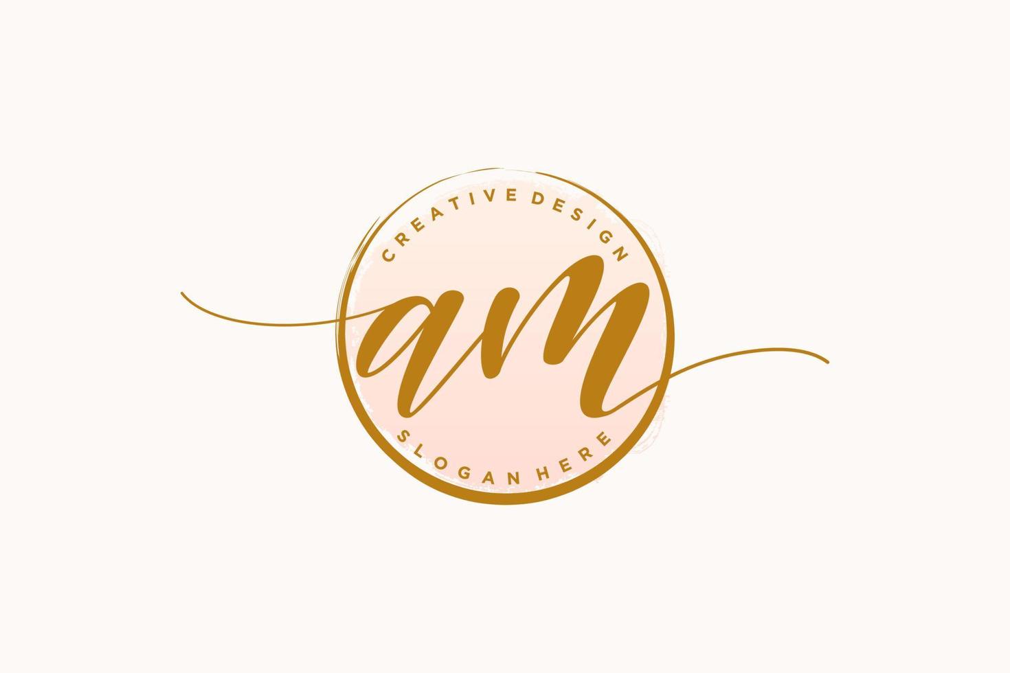 Initial AM handwriting logo with circle template vector signature, wedding, fashion, floral and botanical with creative template.