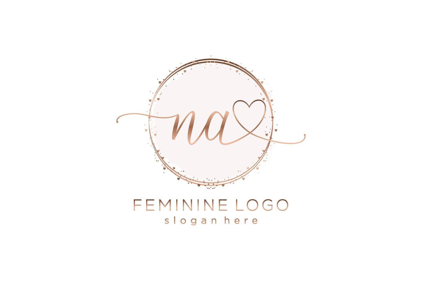 Initial NA handwriting logo with circle template vector logo of initial wedding, fashion, floral and botanical with creative template.