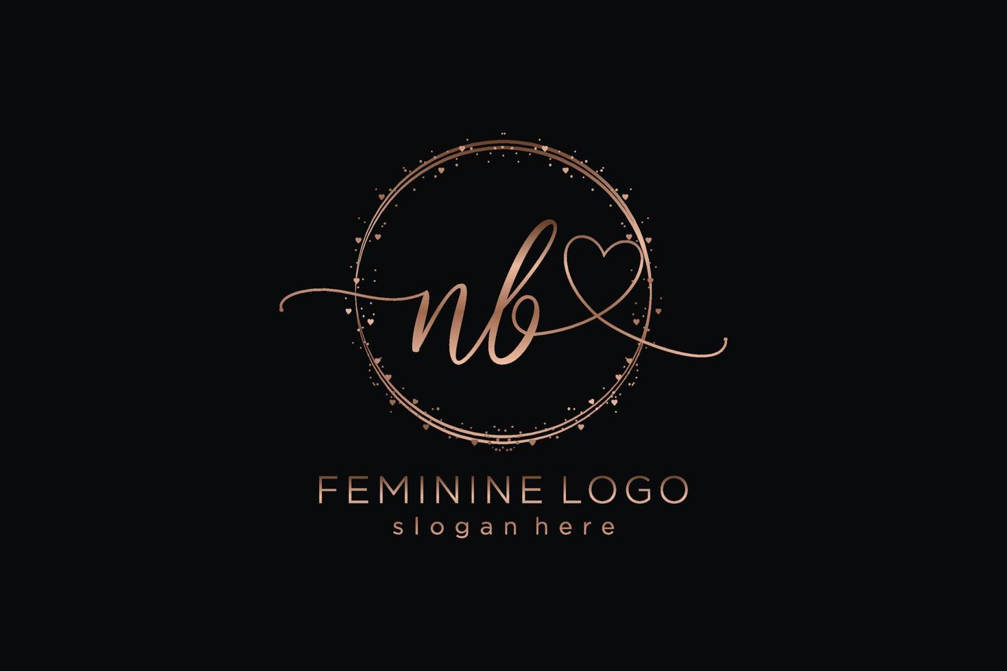 Initial NB handwriting logo with circle template vector logo of initial wedding, fashion, floral and botanical with creative template.