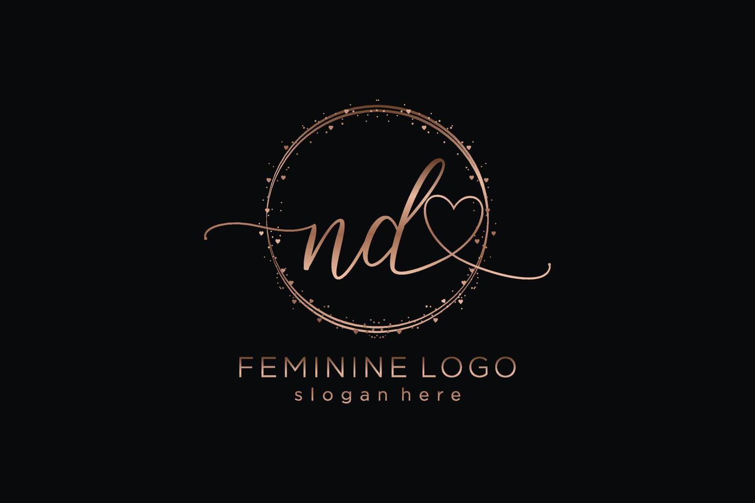 Initial ND handwriting logo with circle template vector logo of initial wedding, fashion, floral and botanical with creative template.