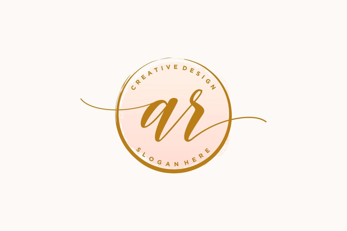 Initial AR handwriting logo with circle template vector signature, wedding, fashion, floral and botanical with creative template.