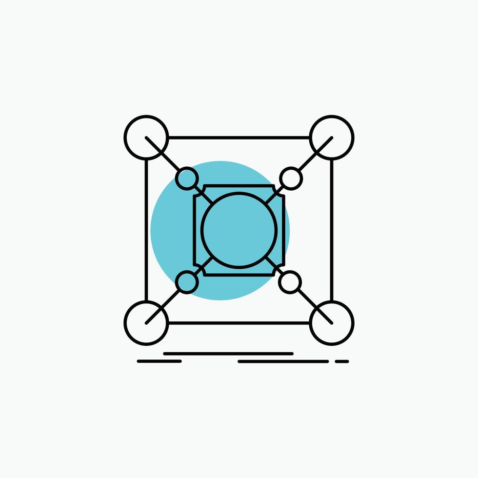 Base, center, connection, data, hub Line Icon vector