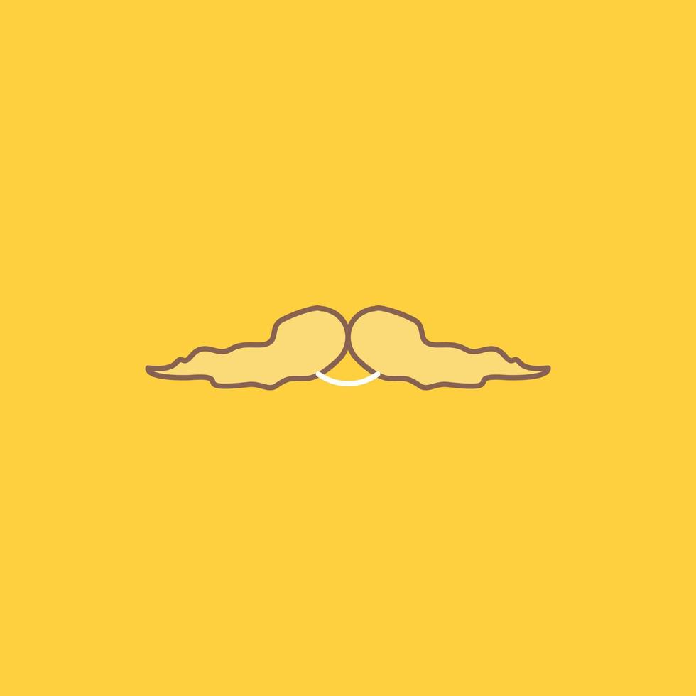 moustache, Hipster, movember, male, men Flat Line Filled Icon. Beautiful Logo button over yellow background for UI and UX, website or mobile application vector