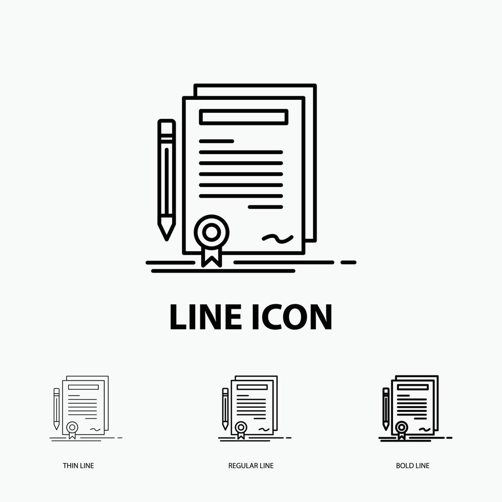 Business. certificate. contract. degree. document Icon in Thin. Regular and Bold Line Style. Vector illustration