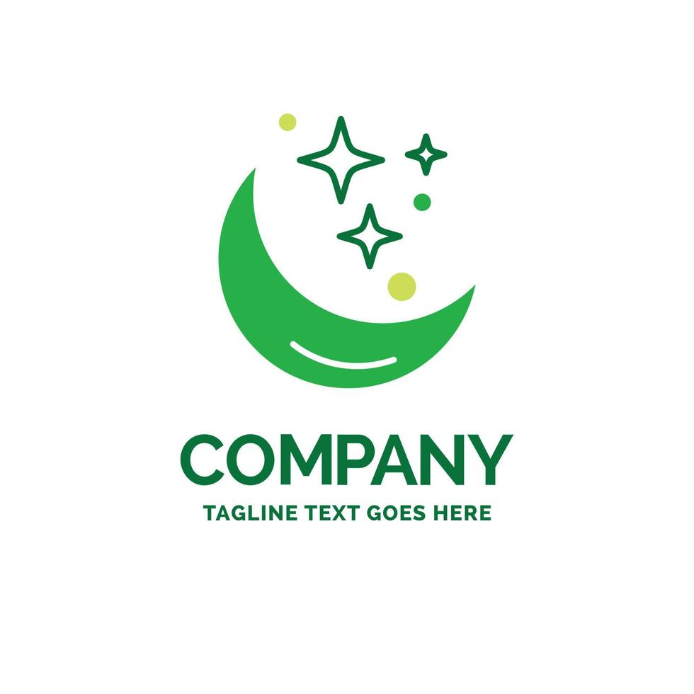 Moon. Night. star. weather. space Flat Business Logo template. Creative Green Brand Name Design. vector