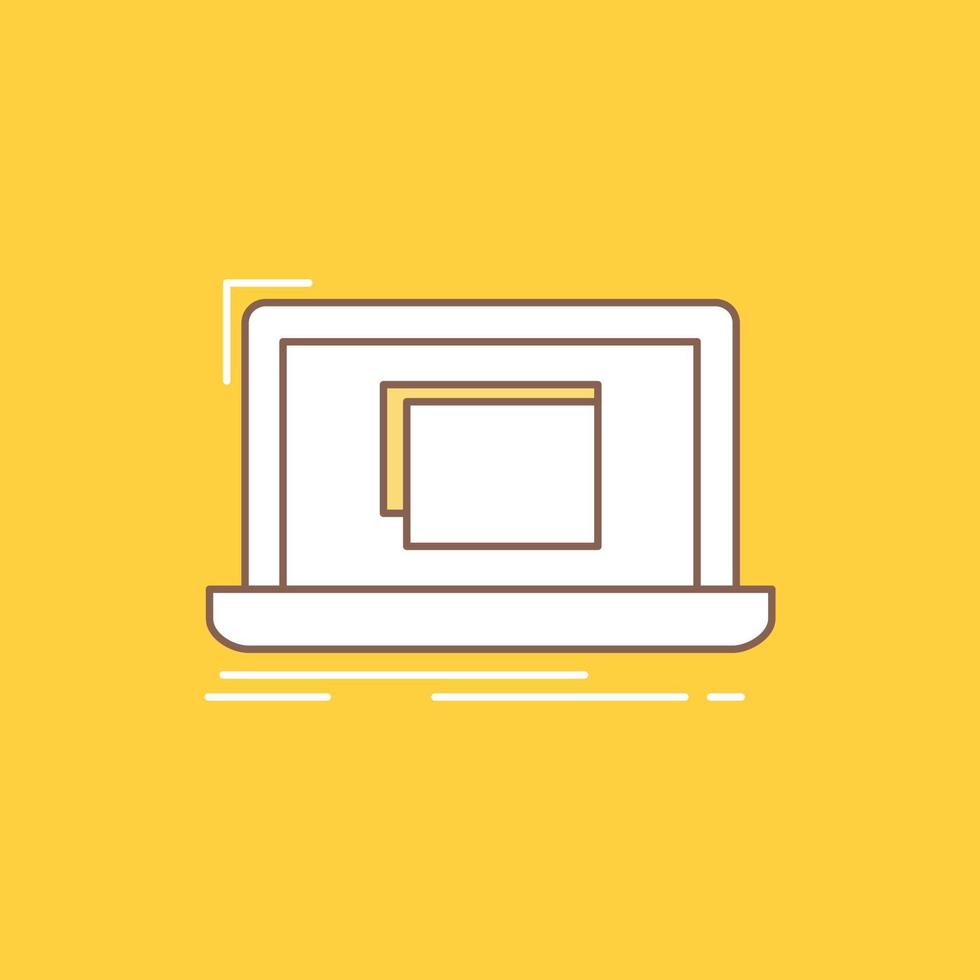 system. monitoring. checklist. Good. OK Flat Line Filled Icon. Beautiful Logo button over yellow background for UI and UX. website or mobile application vector