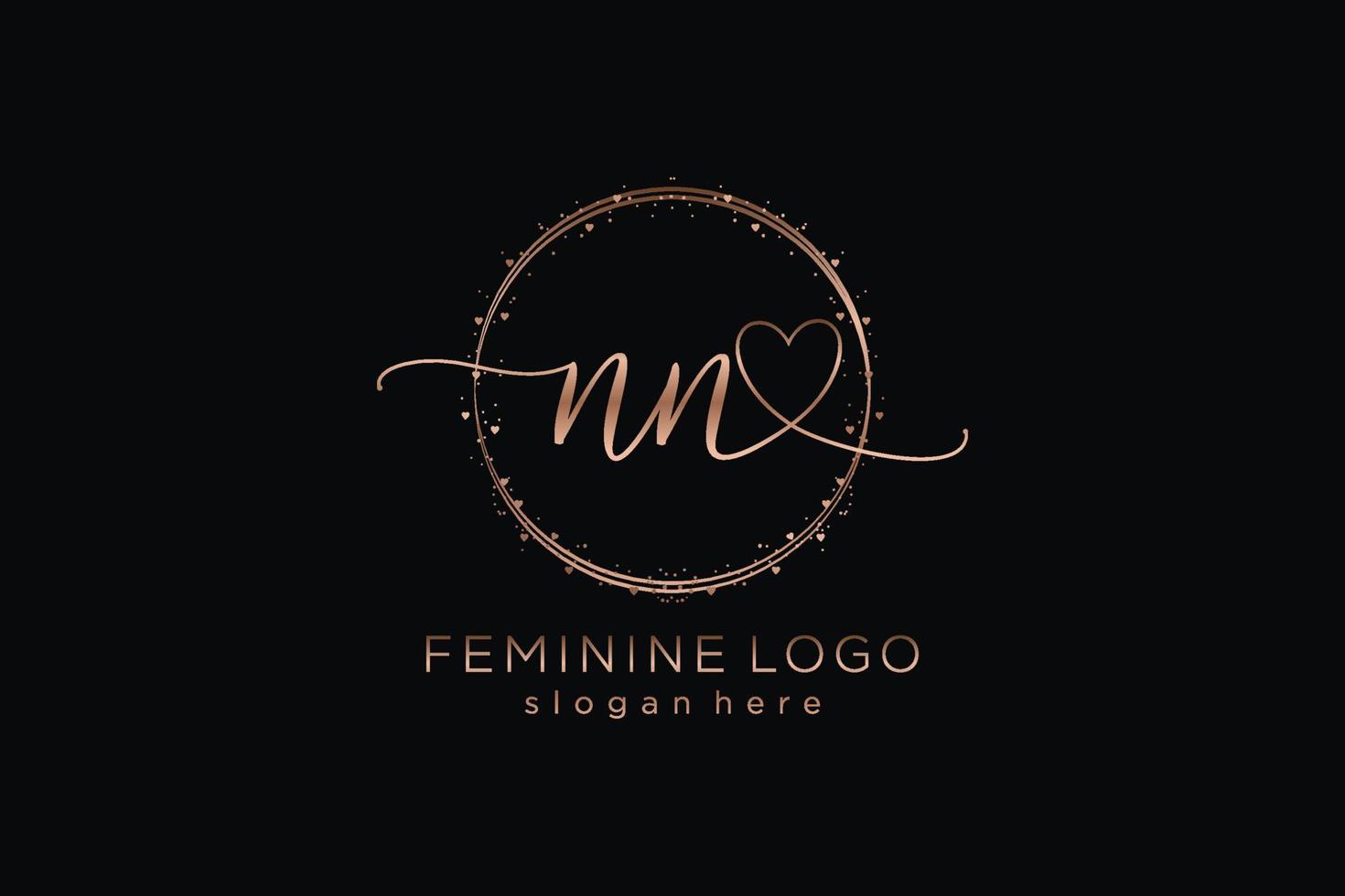 Initial NN handwriting logo with circle template vector logo of initial wedding, fashion, floral and botanical with creative template.