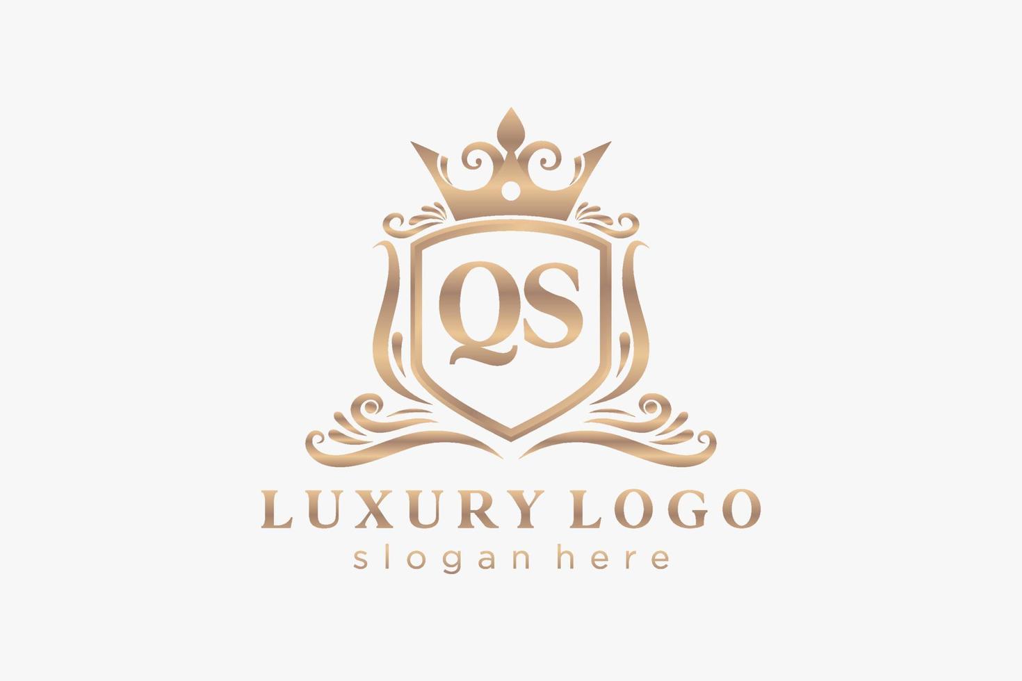 Initial QS Letter Royal Luxury Logo template in vector art for Restaurant, Royalty, Boutique, Cafe, Hotel, Heraldic, Jewelry, Fashion and other vector illustration.