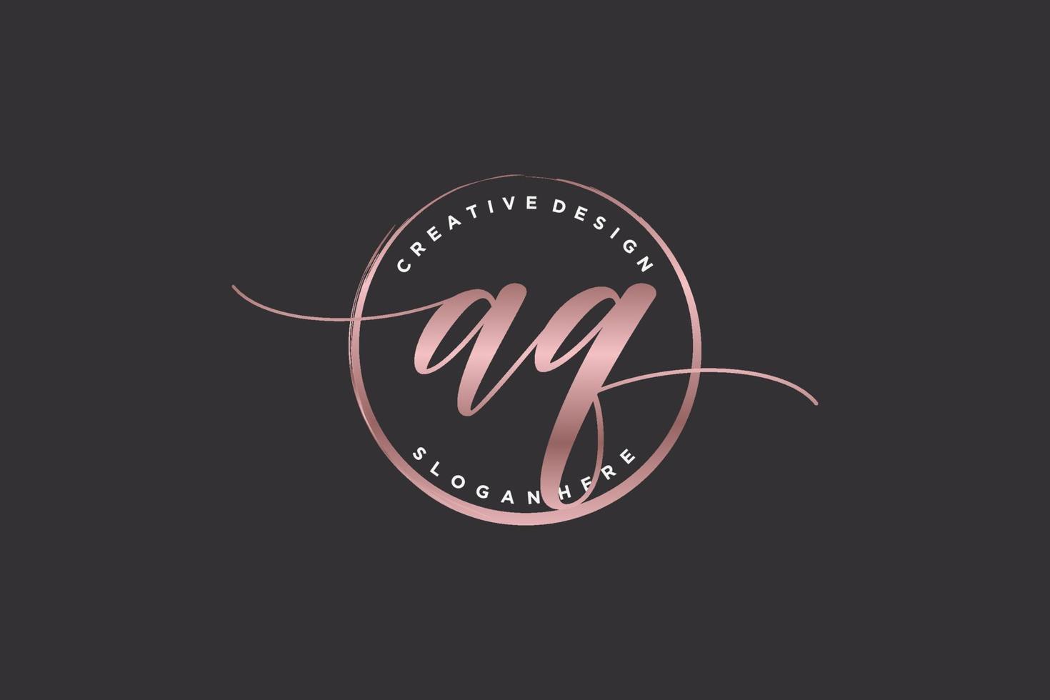 Initial AQ handwriting logo with circle template vector signature, wedding, fashion, floral and botanical with creative template.
