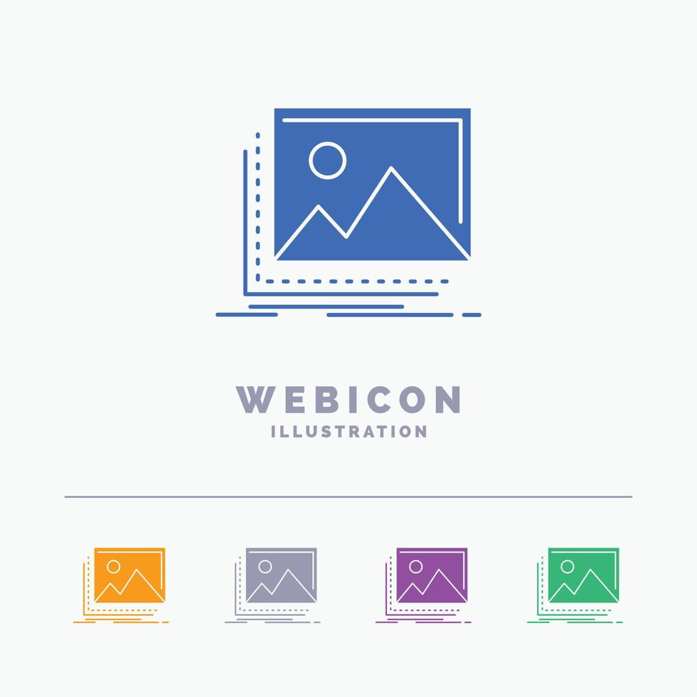 gallery. image. landscape. nature. photo 5 Color Glyph Web Icon Template isolated on white. Vector illustration