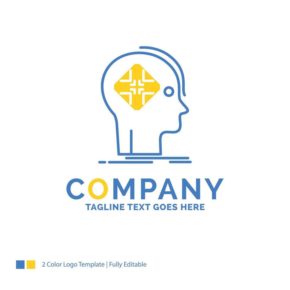 Advanced. cyber. future. human. mind Blue Yellow Business Logo template. Creative Design Template Place for Tagline. vector