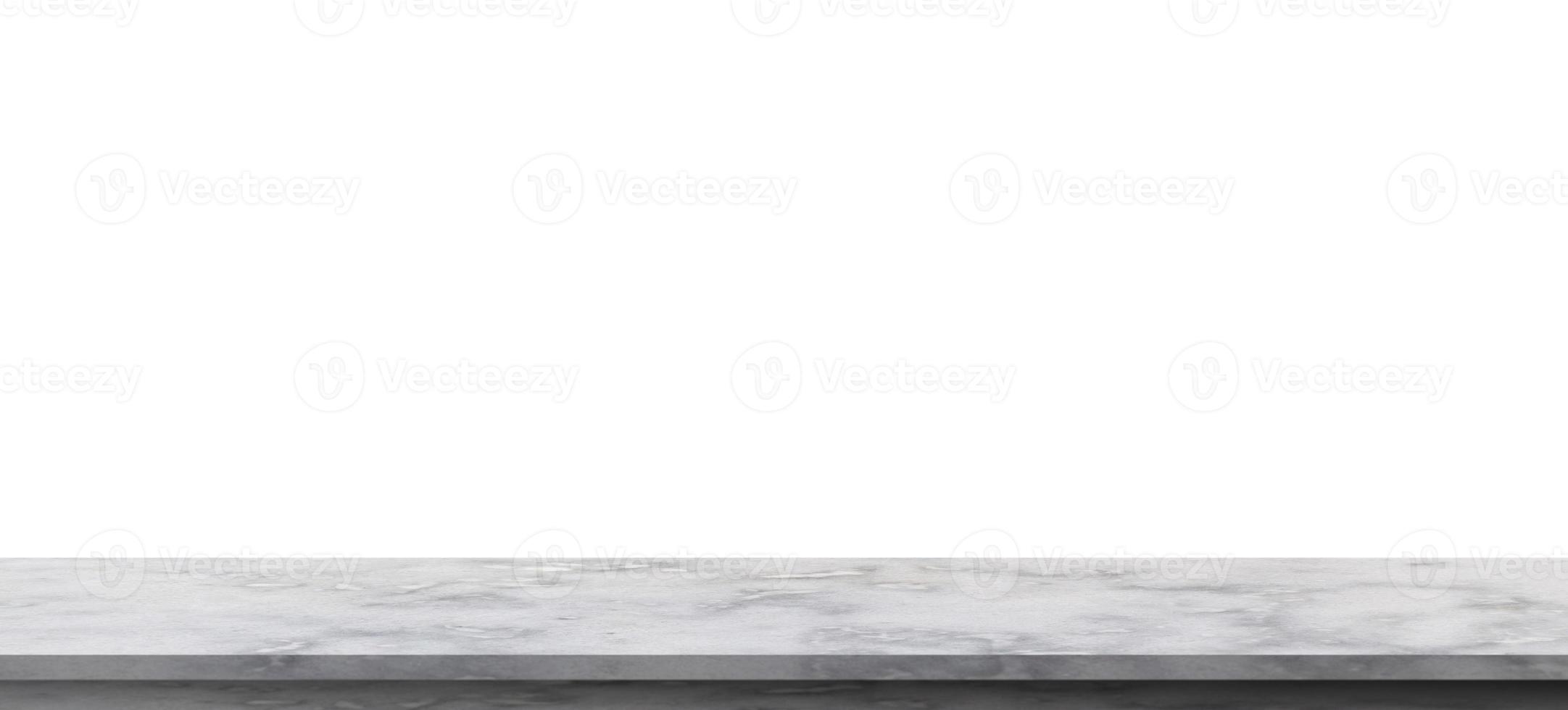 white marble stone table top isolated on white background for product display photo