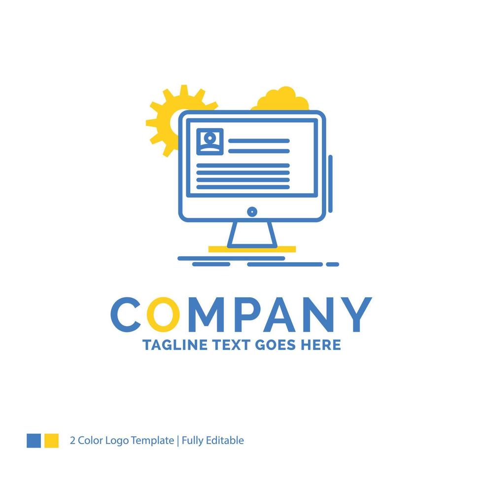 Account. profile. report. edit. Update Blue Yellow Business Logo template. Creative Design Template Place for Tagline. vector