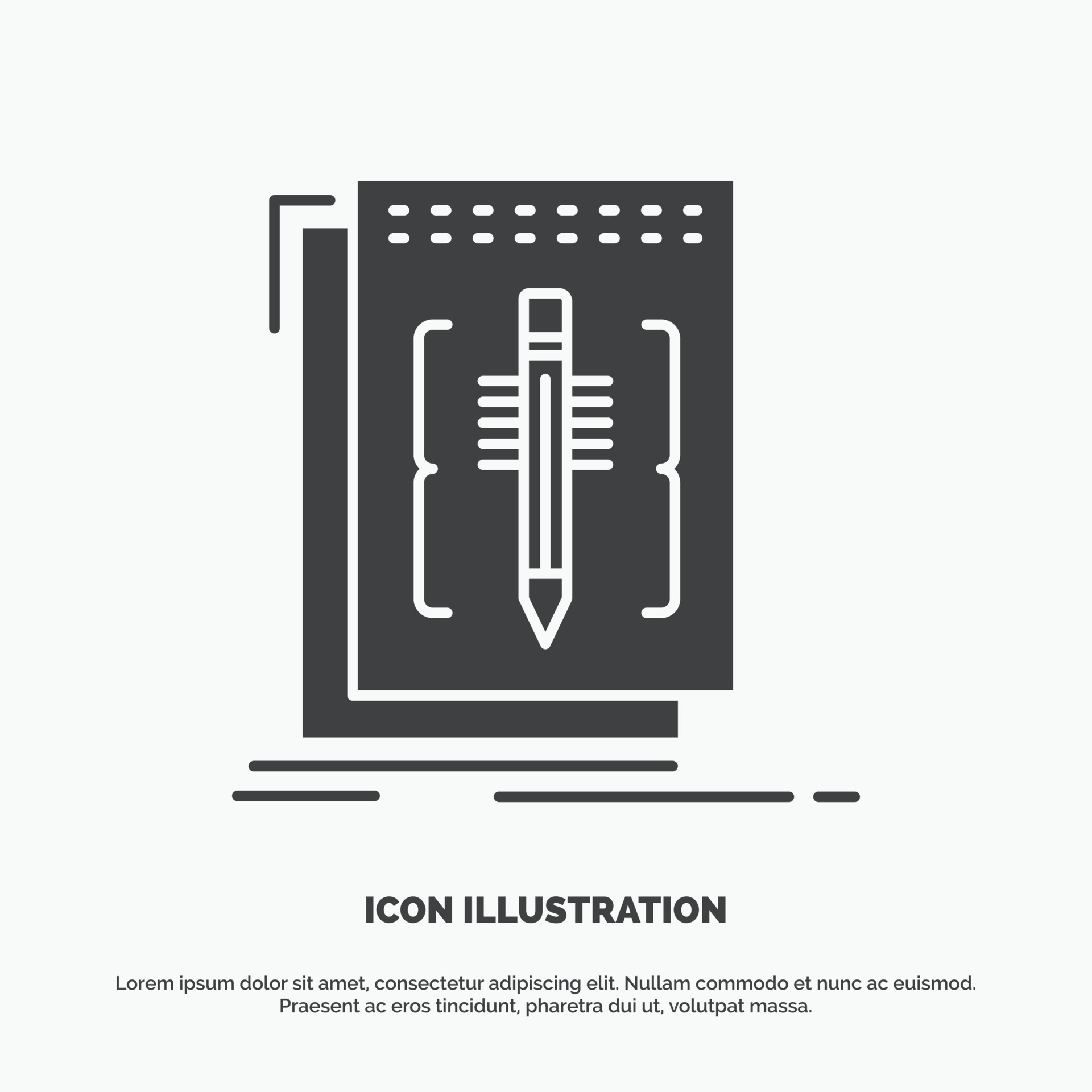 Code. edit. editor. language. program Icon. glyph vector gray symbol