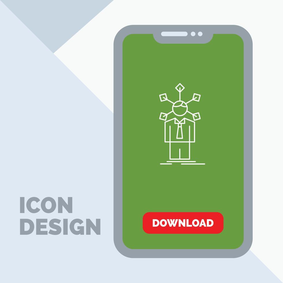 development. human. network. personality. self Line Icon in Mobile for Download Page vector