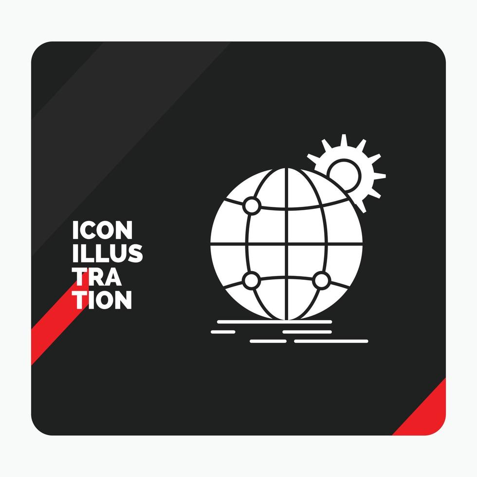 Red and Black Creative presentation Background for international. business. globe. world wide. gear Glyph Icon vector