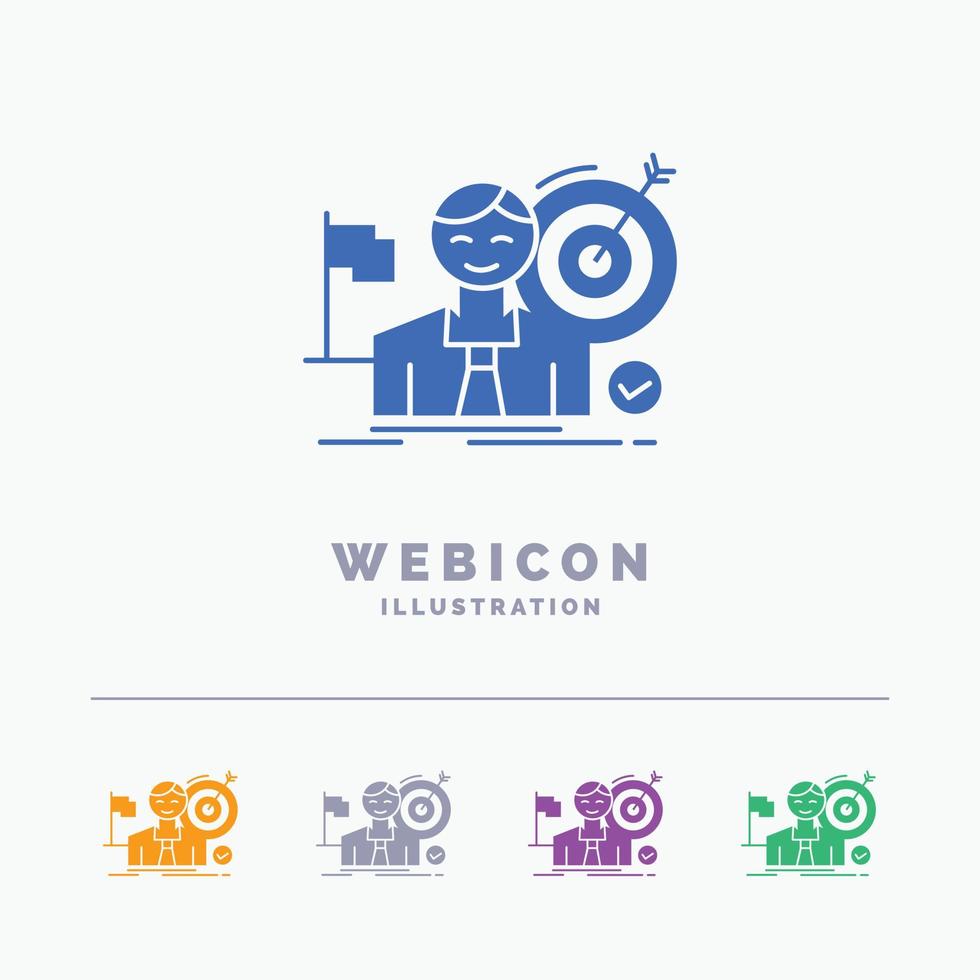 business. goal. hit. market. success 5 Color Glyph Web Icon Template isolated on white. Vector illustration