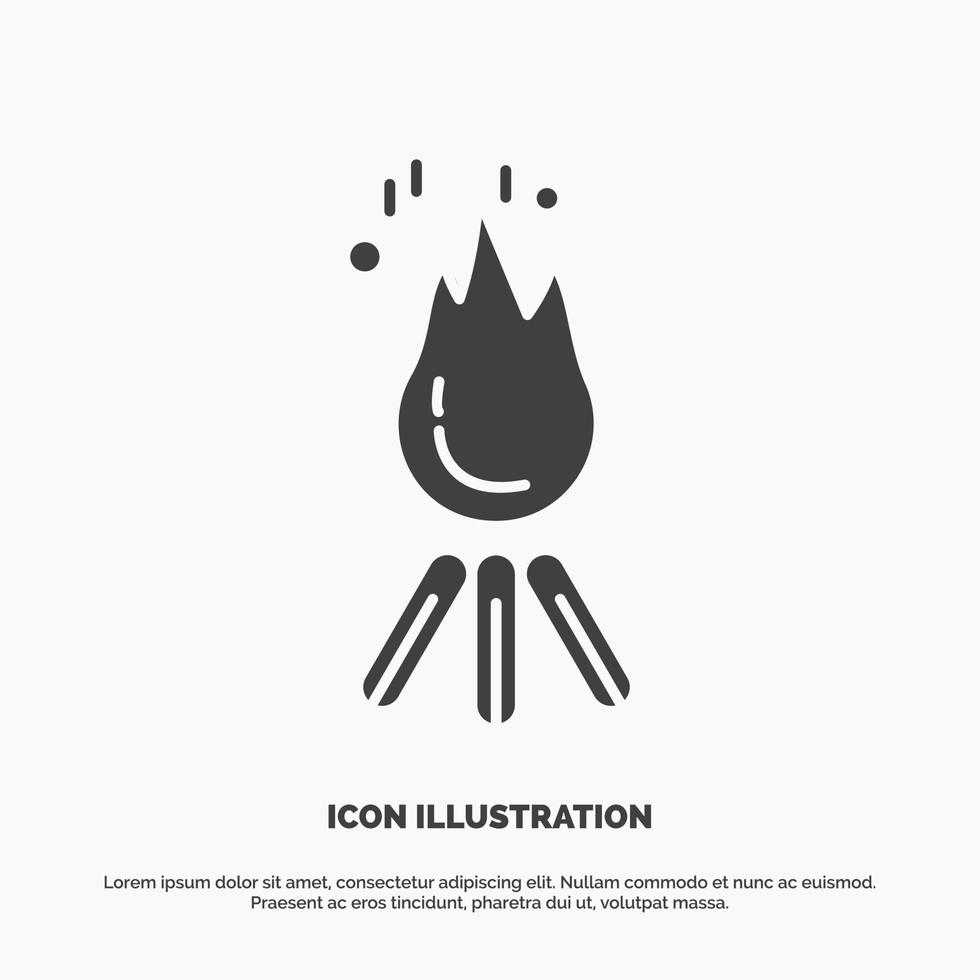 fire. flame. bonfire. camping. camp Icon. glyph vector gray symbol for UI and UX. website or mobile application