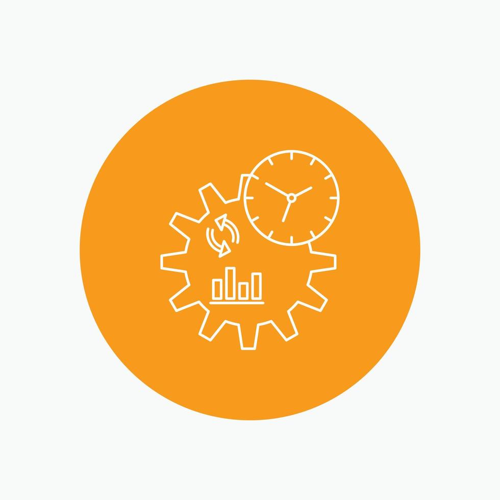 Business. engineering. management. process White Line Icon in Circle background. vector icon illustration