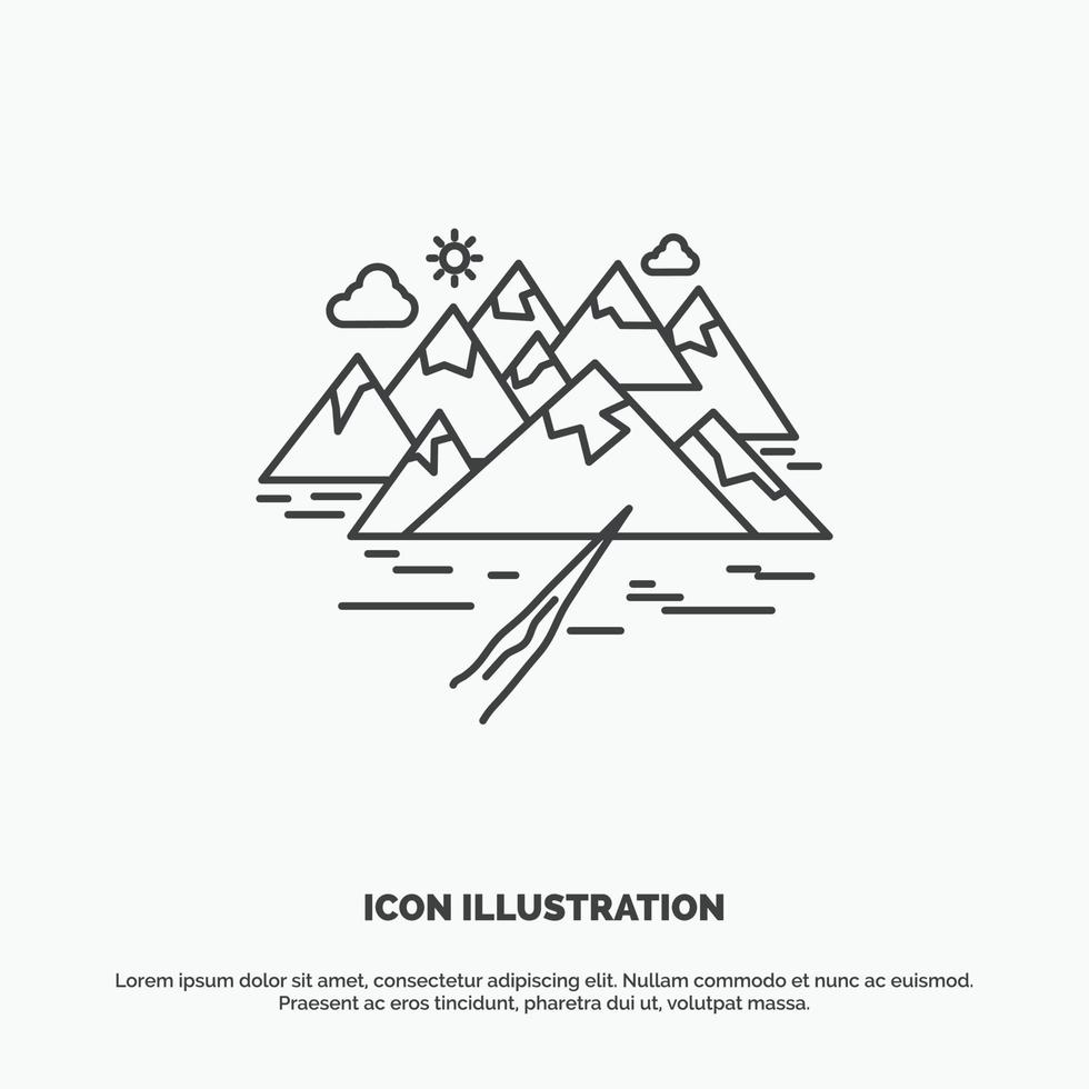 Mountain. hill. landscape. rocks. crack Icon. Line vector gray symbol for UI and UX. website or mobile application