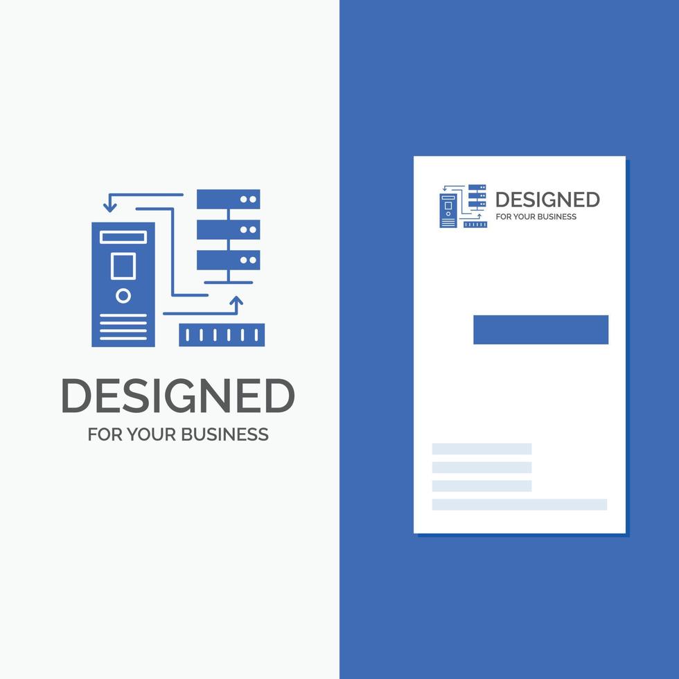 logotipo de empresa para combinación. datos. base de datos. electrónico. información. plantilla de tarjeta de visita de negocio azul vertical. vector