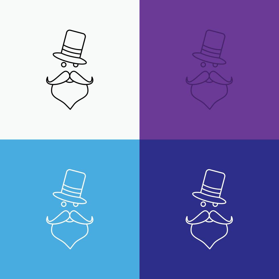 moustache. Hipster. movember. Santa Clause. Hat Icon Over Various Background. Line style design. designed for web and app. Eps 10 vector illustration