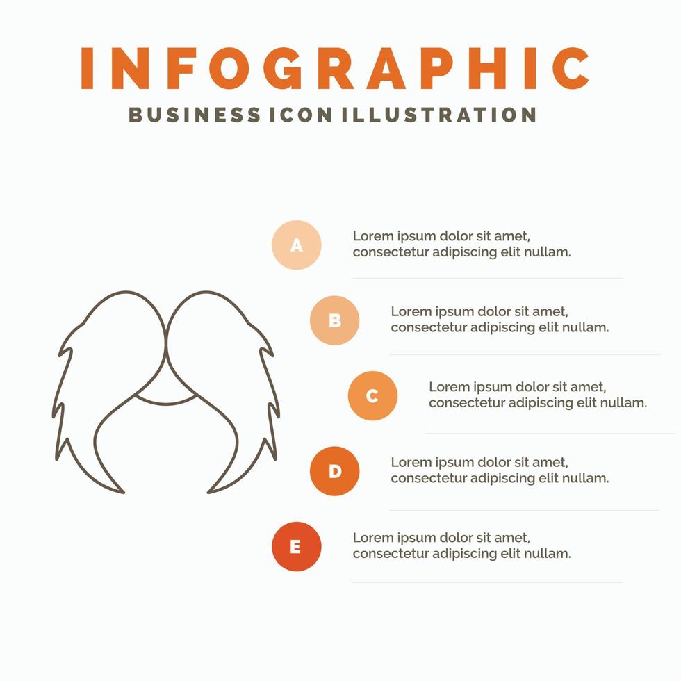 bigote. inconformista. movimiento masculino. plantilla de infografía de hombres para sitio web y presentación. icono de línea gris con ilustración de vector de estilo infográfico naranja
