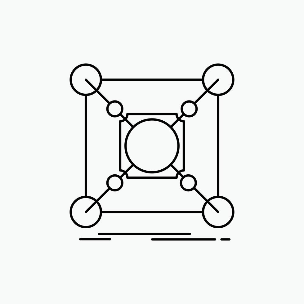 Base. center. connection. data. hub Line Icon. Vector isolated illustration