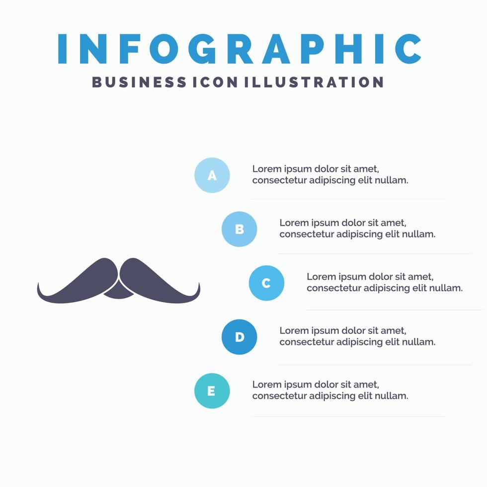 bigote. inconformista. movimiento masculino. plantilla de infografía de hombres para sitio web y presentación. icono de glifo gris con ilustración de vector de estilo infográfico azul.