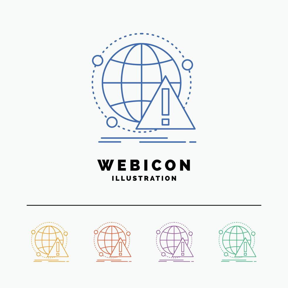 Alert. antivirus. attack. computer. virus 5 Color Line Web Icon Template isolated on white. Vector illustration