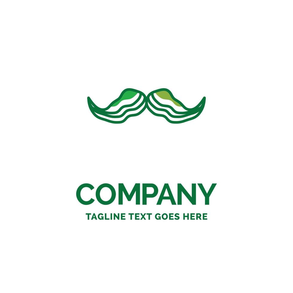 bigote. inconformista. movimiento masculino. plantilla de logotipo de empresa plana de hombres. diseño creativo de marca verde. vector