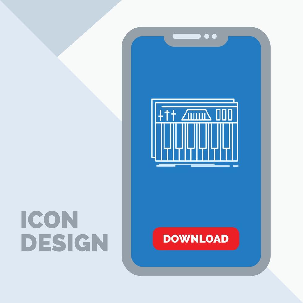 Controller. keyboard. keys. midi. sound Line Icon in Mobile for Download Page vector