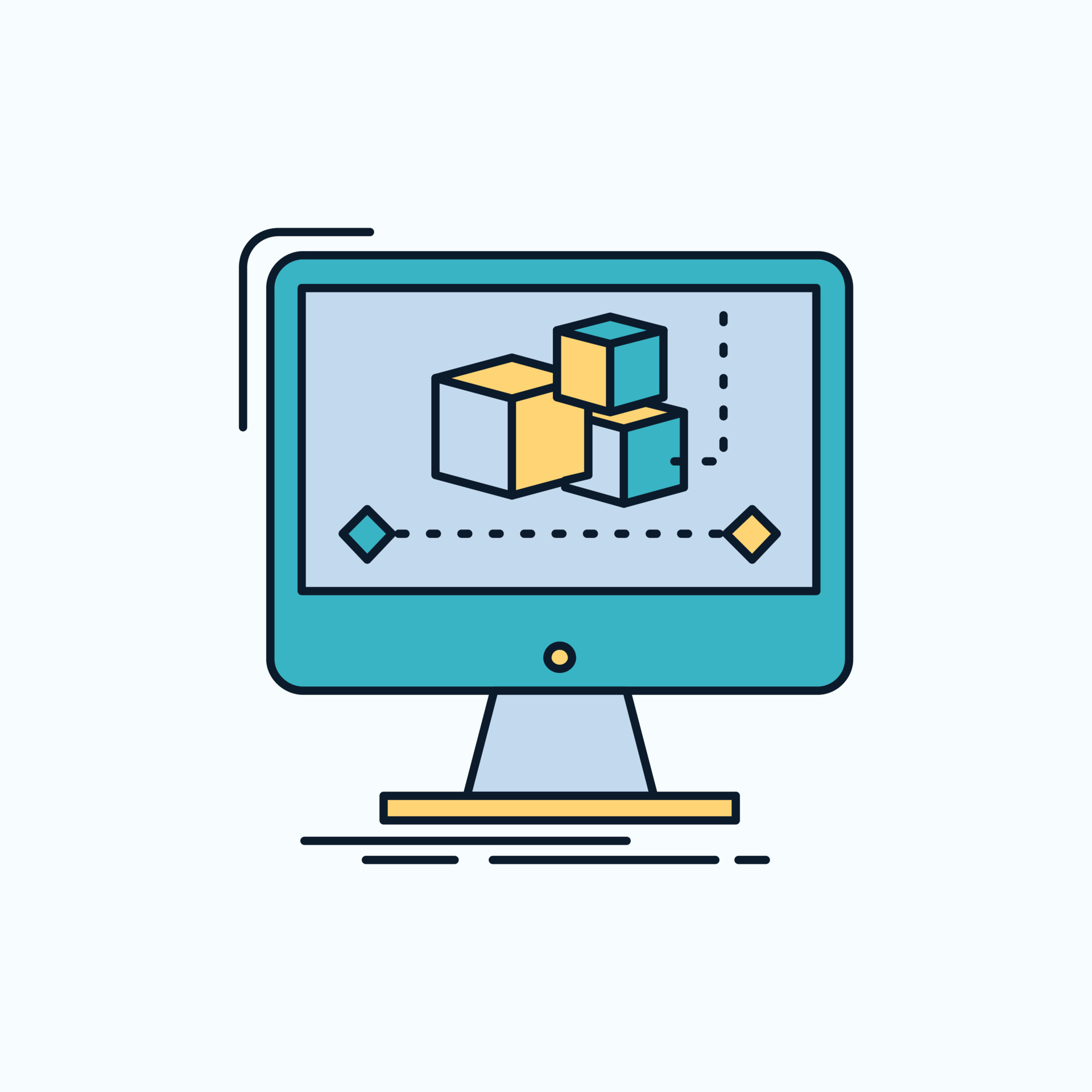 Animation. computer. editor. monitor. software Flat Icon. green and Yellow  sign and symbols for website and Mobile appliation. vector illustration  12812406 Vector Art at Vecteezy