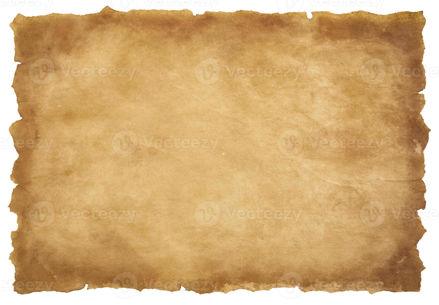 old parchment paper sheet vintage aged or texture isolated on white background photo