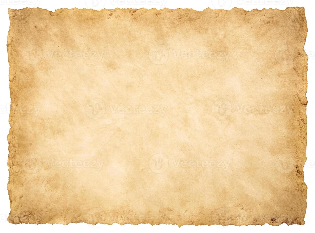 old parchment paper sheet vintage aged or texture isolated on white background photo