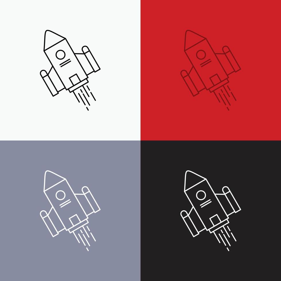 nave espacial lanzadera. espacio. cohete. icono de lanzamiento sobre varios antecedentes. diseño de estilo de línea. diseñado para web y aplicación. eps 10 ilustración vectorial vector