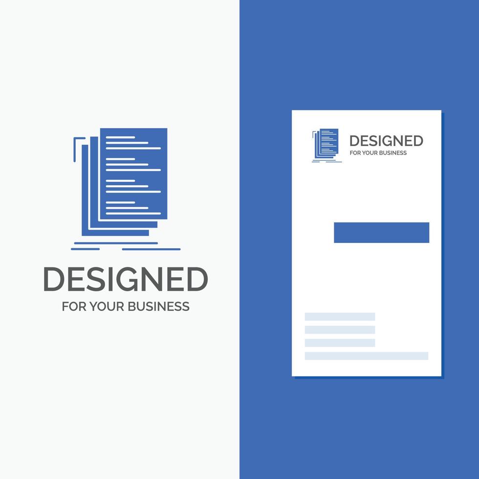 Business Logo for Code. coding. compile. files. list. Vertical Blue Business .Visiting Card template. vector