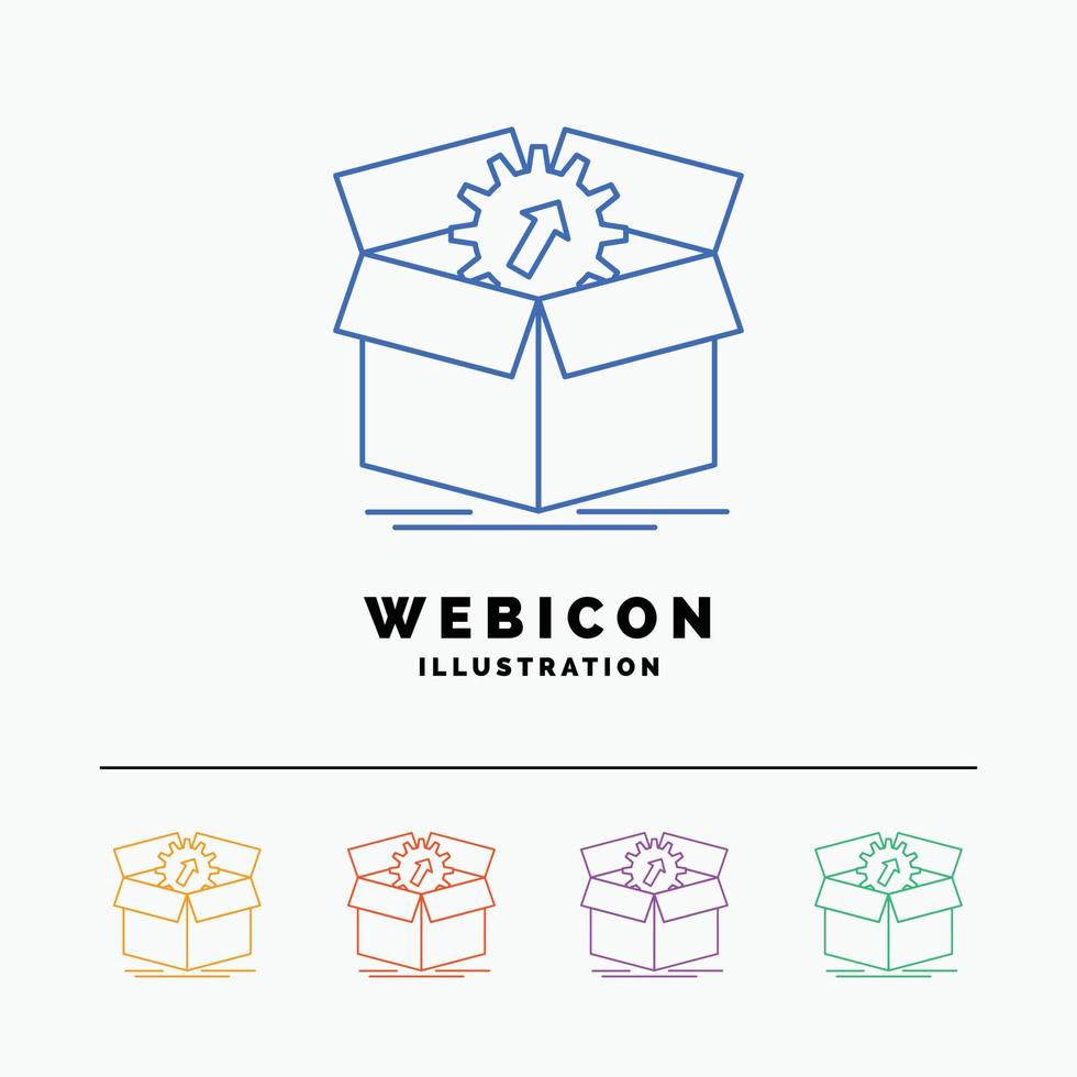 upload. performance. productivity. progress. work 5 Color Line Web Icon Template isolated on white. Vector illustration