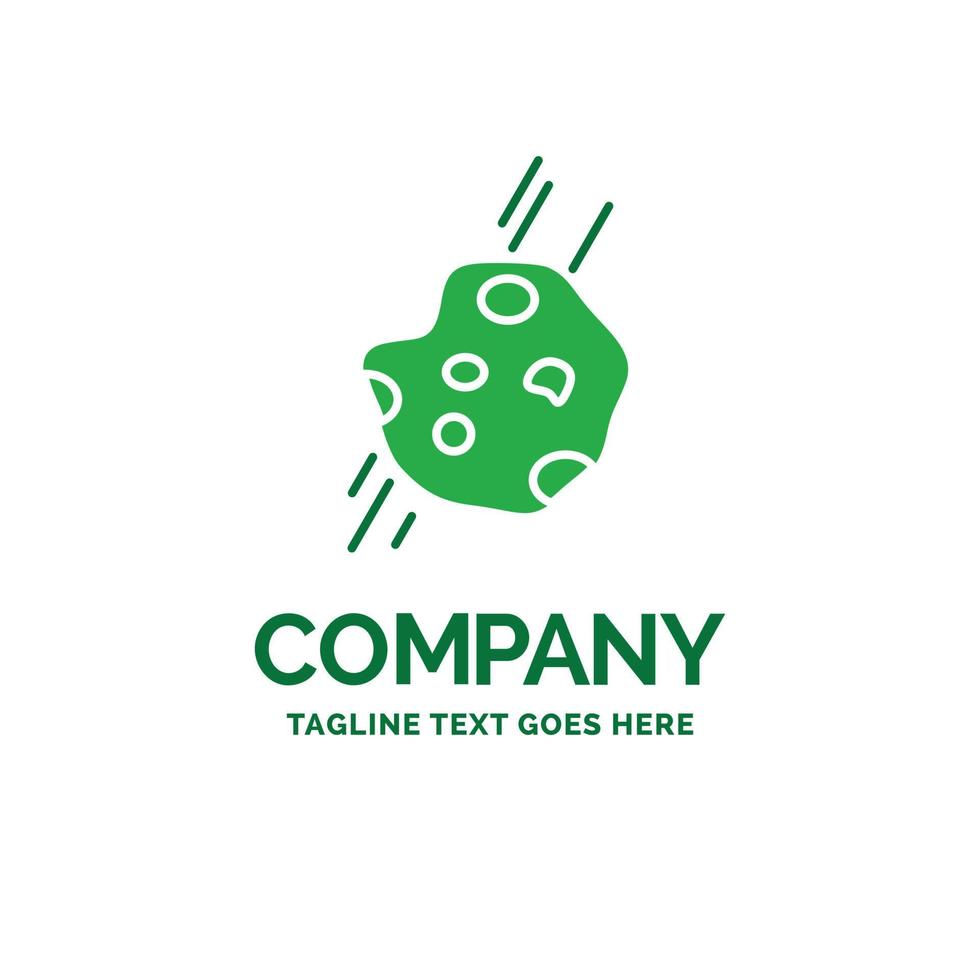 Asteroid. astronomy. meteor. space. comet Flat Business Logo template. Creative Green Brand Name Design. vector